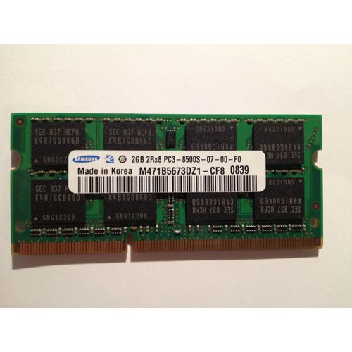 Barette mémoire DDR3 Samsung 2GB 2Rx8 PC3 - 8500S - 07 - 00 - F0 / M471B5673DZ1 - CF8 (Acer Aspire 8930G)