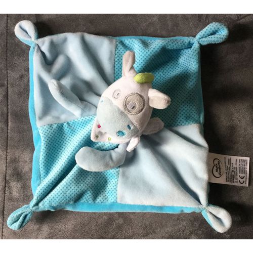 Doudou Vache Bleu Mots D'enfants 