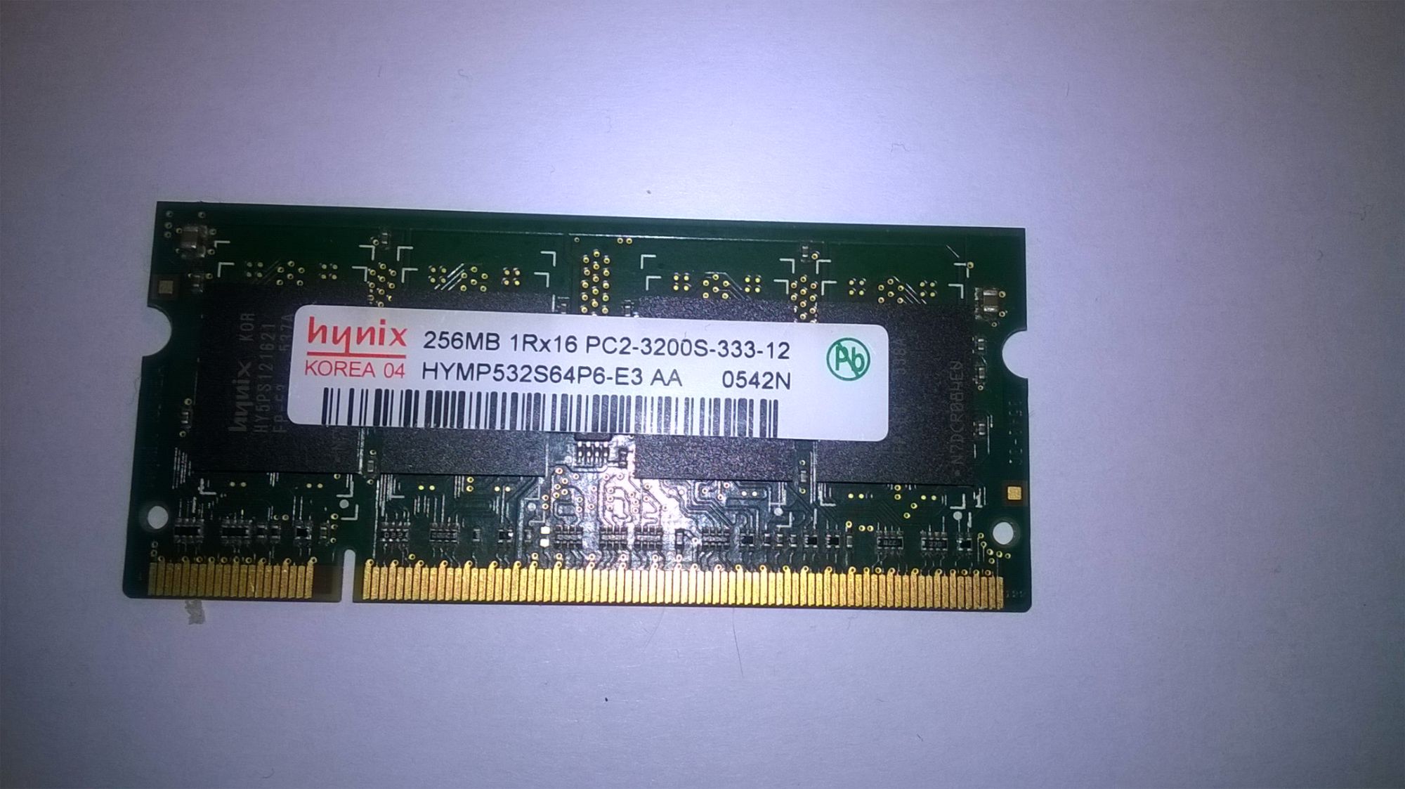 Mémoire SDRAM-DDR2 Hynix 256 Mo PC2-3200S 1Rx16 400 mhz 