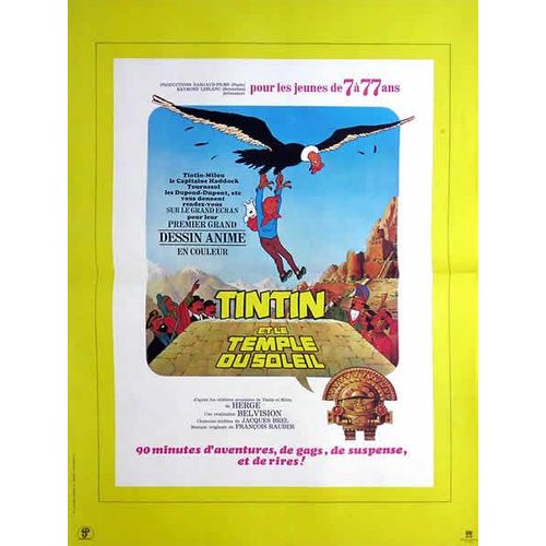 Tintin Et Le Temple Du Soleil / Hergé - Affiche Originale De Cinéma - Format 40x60 Cm - Un Film De Raymond Leblanc Avec Les Voix De Philippe Ogouz, Claude Bertrand, Jacques Balutin - Année 1969 
