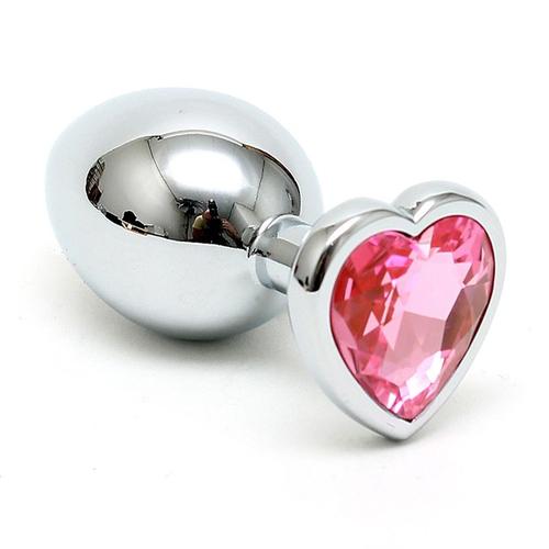 Plug Bijou En Inox Avec Cristal - Pourpre, Rose, Rouge Ou Transparent - Rose