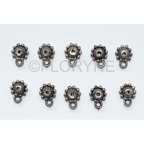 10 Perles Porte Breloques Charms En Métal Argenté Vieilli 10 X 12mm