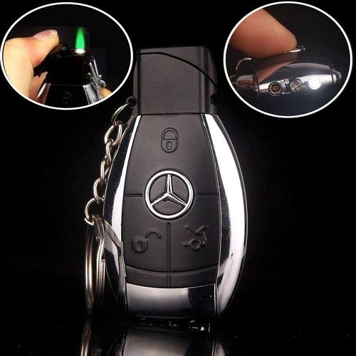 Porte-Clés Briquet Tempête + Lampe De Poche - Forme Plip Télécommande Mercedes Benz