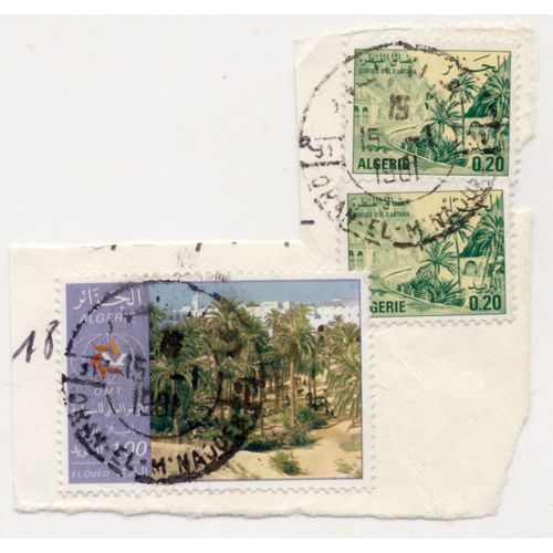 Timbre Algérie : 3 Timbres Oblitérés En 1981, 1 Timbre O M T Paysage El Oued 1,00 D A ; 2 Timbres Les Gorges D'el Kantara, 0,20 D A