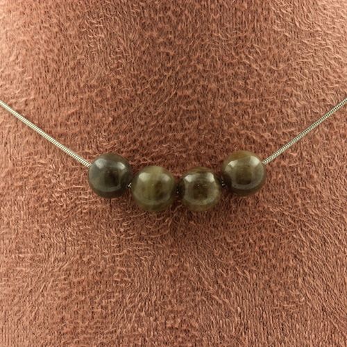 Collier 4 Perles Saphir De Mogok, Birmanie, Myanmar. Qualité 2a 8 Mm Collier Femmes, Hommes. Taille Personnalisable.