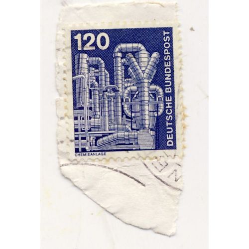 Timbre Allemagne, Bundespost : Chemieanlage (Investissement Dans La Chimie), Timbre Oblitéré, Valeur 120