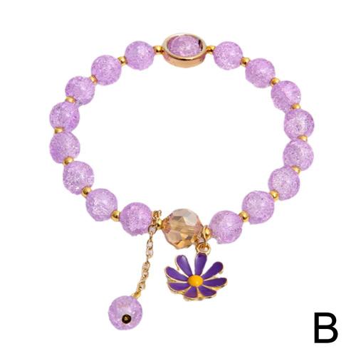Purple Bracelet En Cristal Coreen Marguerite Perles Accessoires Girly Mignons C5 Purple