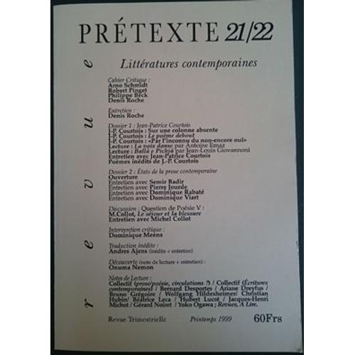 Prétexte 21-22 Arno Schmidt-Denis Roche-Jean-Patrice Courtois-Philippe Beck-Onuma Nemon