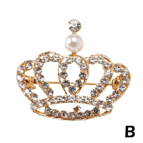 Gold Broche Couronne En Or Et Argent Broche En Cristal Transparent Badge De Revers De Costume Gold