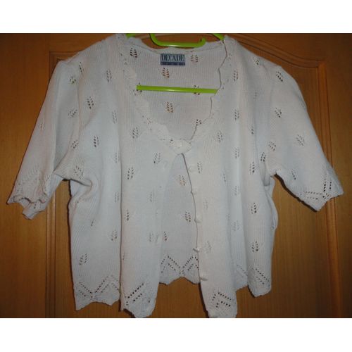 Petit Gilet D'été À Manches Courtes Blanc - Taille 38 - 50% Coton/50% Acrylique- Modèle Decade De Chez Kiabi