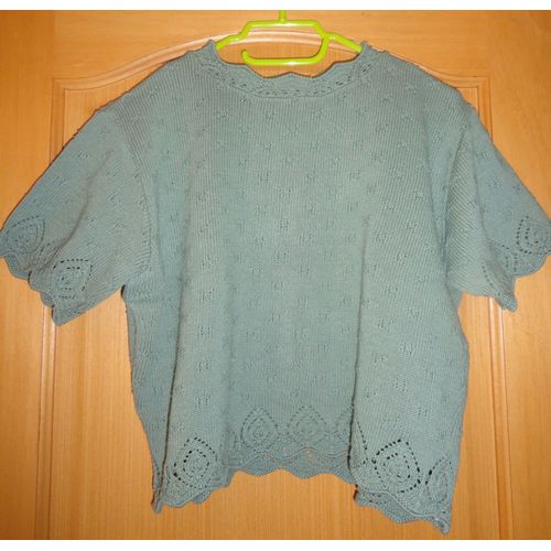 Petit Pull D'été À Manches Courtes Vert "3 Suisses" - Taille 38 - 100% Coton