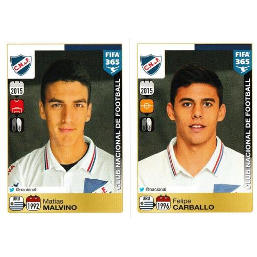 N°798 / N°799 - Stickers Image Panini Fifa 365 ( 2016 ) - Matias Malvino / Felipe Carballo - Club Nacional De Football