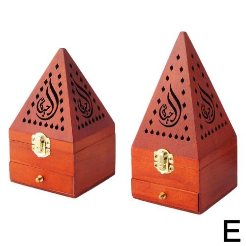 2 pieces rouge 2 pieces Boite de rangement pour br?leur d encens en forme de conestyle pyramide en bois