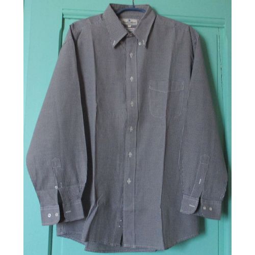Chemise Homme Quadrilatère, Collection Bonne Journée, Taille 42, Manches Longues Poignets Boutonnés - Discret Quadrillé Noir Et Blanc