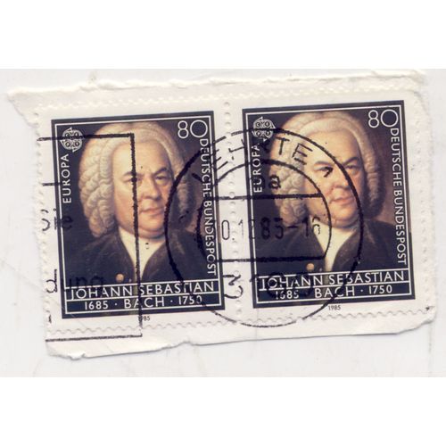 Timbre Allemagne, Bundespost :  2 Timbres Oblitérés, Timbres Europa, Johann Sebastien Bach 1685-1750, Valeur 80