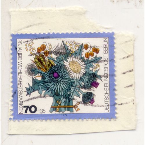 Timbre Allemagne, Bundespost Berlin : Timbre Oblitéré, 25 Jahre Wohlfahrtsmarken (25 Ans De Timbres Pour L'aide Sociale), Valeur 70+35