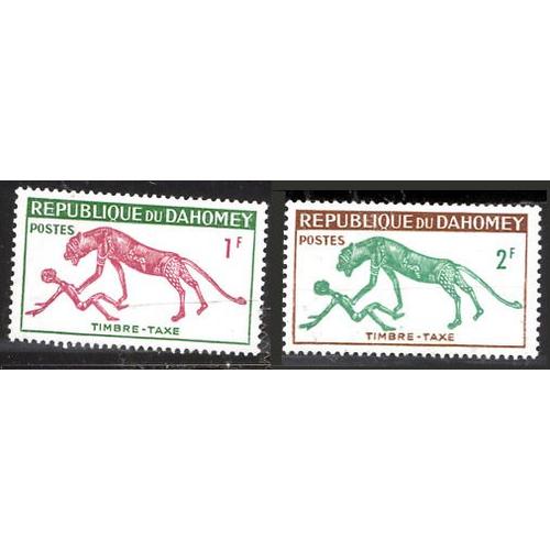 1963 Dahomey, Lot / Série 2 Timbres Taxe N°32 + 33 Neufs **