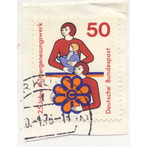 Timbre Allemagne, Bundespost :  Timbre Oblitéré, 25 Jahre Müttergenesungswerk, Valeur 50