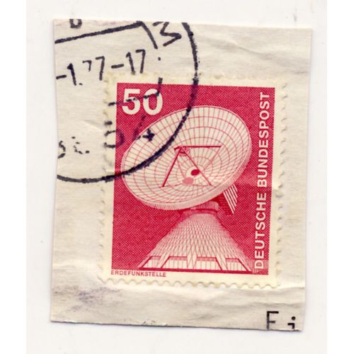 Timbre Allemagne, Bundespost :  Timbre Oblitéré, Erdefunkstelle (Radioastronomie), Valeur 50