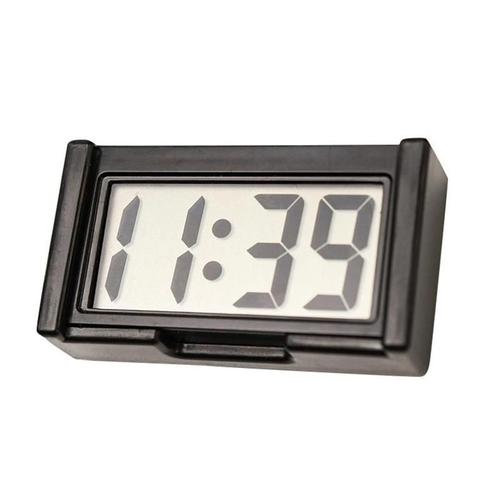 Noir Taille Unique Mini Ecran Lcd Horloge Numerique Auto-Adhesif Voiture Tableau De Bord De Bureau Automatique