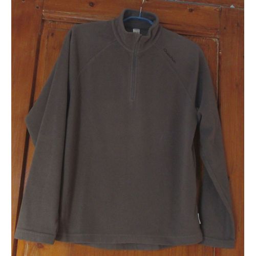 Sweat Avec Encolure Zippée - Quechua De Decathlon Creation - Taille S (88/91cm) - Marron Clair/Taupe - 100% Polyester Fibre Stratermic