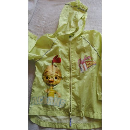 Coupe-Vent Jaune Chicken Little - 8 Ans - 100% Polyester - Manches Longues + Capuche + Fermeture Éclair Et 2 Poches