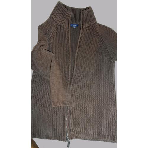 Gilet Texbasic À Manches Longues Et Fermeture Éclair- Maille Cotelée - Marron 50% Coton 50% Acrylique -12 Ans