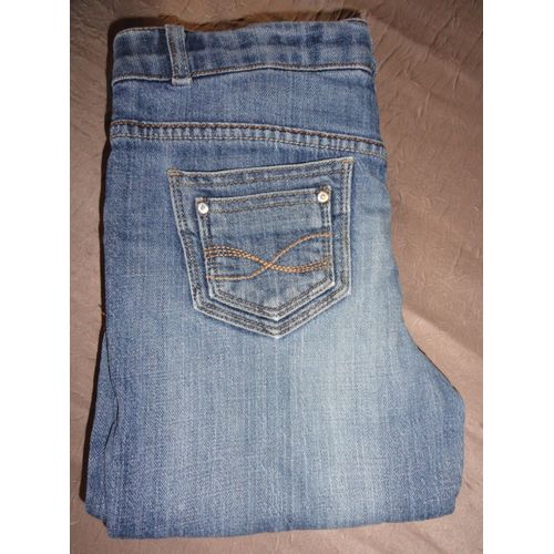 Jean Bilook Bleu Délavé - 14 Ans (156cm) - Fermeture Éclair + Bouton - 2 Poches Devant/2 Poches Derrière - Taille Réglable - 100% Coton 