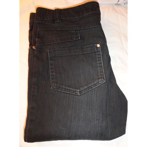 Jean Noir 16 Ans (162cm) De Chez Bilook- Fermeture Éclair + Bouton - 2 Poches Devant Et 2 Poches Derrière - Taille Réglable Avec Élastique - 98% Coton/2% Élasthane