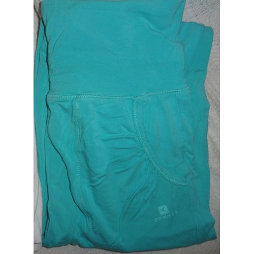 Pantacourt Turquoise Pour Fille - Domyos - Taille 10 Ans - 92%Viscose/8%Élasthane - 2 Poches Devant
