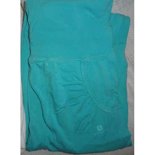 Pantacourt Turquoise  Pour Fille - Domyos - Taille 10 Ans - 92%Viscose/8%Élasthane - 2 Poches Devant