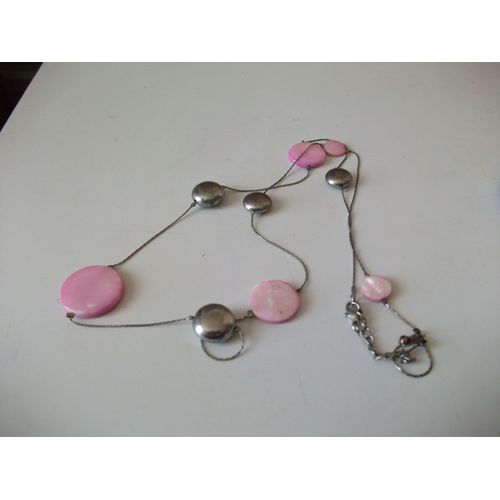 Collier Acier Avec Perles Rose