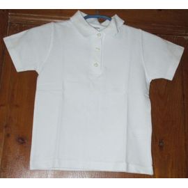 Polo Fille Manches Courtes - Marque Anglaise Tesco -Taille 7/8ans (128cm) - Blanc Avec Petit Col Festonné - 100%Coton