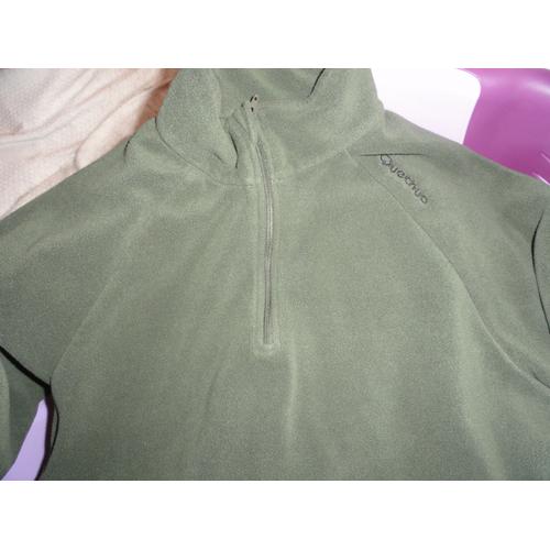 Pull Avec Petite Fermeture Éclair Sur Le Devant, Vert Bouteille, Taille S - 100% Polyester "Quecha" 