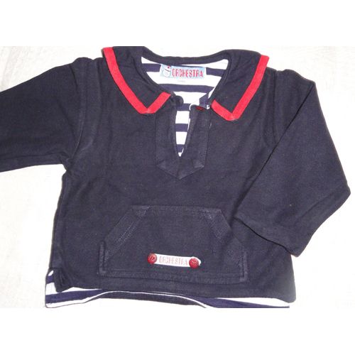 Marinière Pour Petite Fille (100% Coton) - Taille 23 Mois- Marque Orchestra
