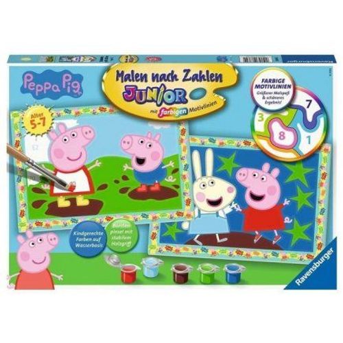 Numero D'art Junior 5-7 Ans Peppa Pig - Aventure Creative 2 Tableaux - Peinture Coloriage Enfant - Set Loisir Creatif + Carte