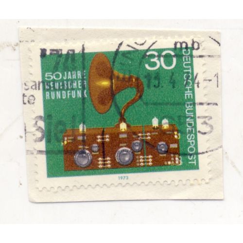 Timbre Allemagne, Bundespost :  Timbre Oblitéré, 50 Jahre Deutscher Rundfunk (50 Ans De La Radio Allemande), Valeur 30