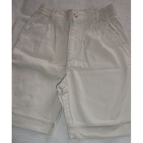Short Couleur Crème - Taille 8 Ans - Ceinture À Passants Avec Côtés Élastiqués - Fermeture Éclair Et 1 Bouton - 2 Poches - 100%Coton