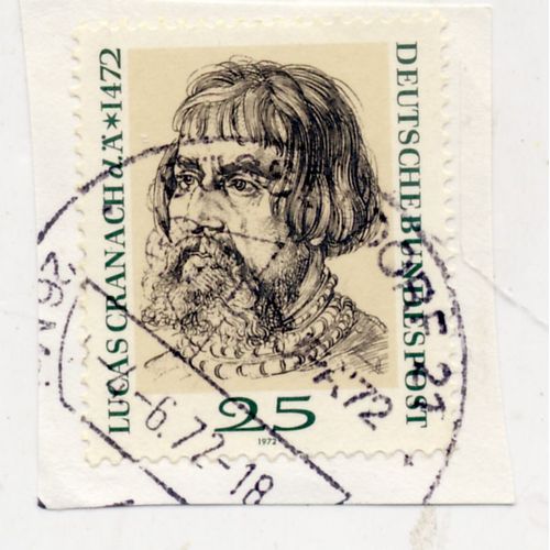 Timbre Allemagne, Bundespost :  Timbre Oblitéré, Lucas Cranach D. Ä*1472 (500ième Anniversaire De Cranach), Valeur 25
