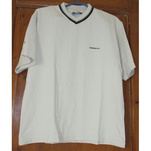 Tee-Shirt Manches Courtes - Quicksilver Taille S (16 Ans) - Blanc - Encolure En V - 100% Coton
