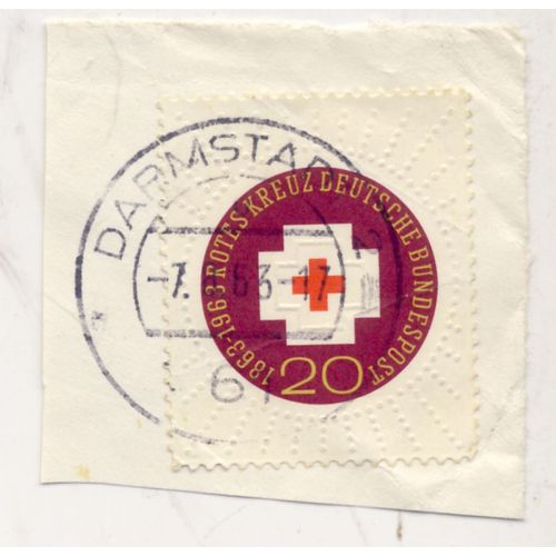 Timbre Allemagne, Bundespost :  Timbre Oblitéré, 1863-1963 Rotes Kreuz Deutsche Bundespost (1863-1963 Croix Rouge Allemande), Valeur 20