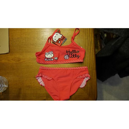 Maillot De Bain 2 Pièces Hello Kitty 10 Ans Fuchsia Neuf