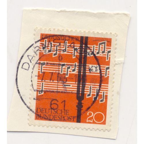 Timbre Allemagne, Bundespost :  Timbre Oblitéré, Liedundchor (Partition De Musique) Valeur 20