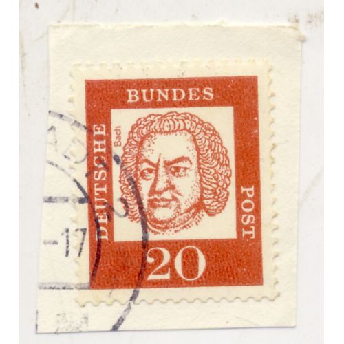 Timbre Allemagne, Bundespost :  Timbre Oblitéré, Bach, Valeur 20
