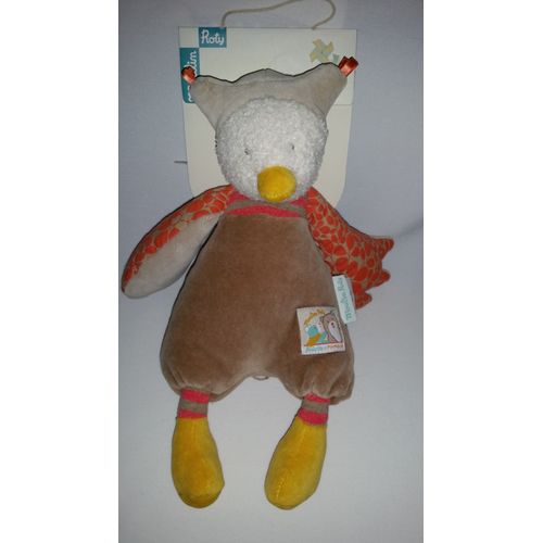 Doudou Oie Canard Collection Biscotte Et Pompon  Moulin Roty Marron Orange Jaune Jouet Bebe Naissance Peluche Éveil Enfant Comfort Blanket Comforter Soft Toy 29 Cm 