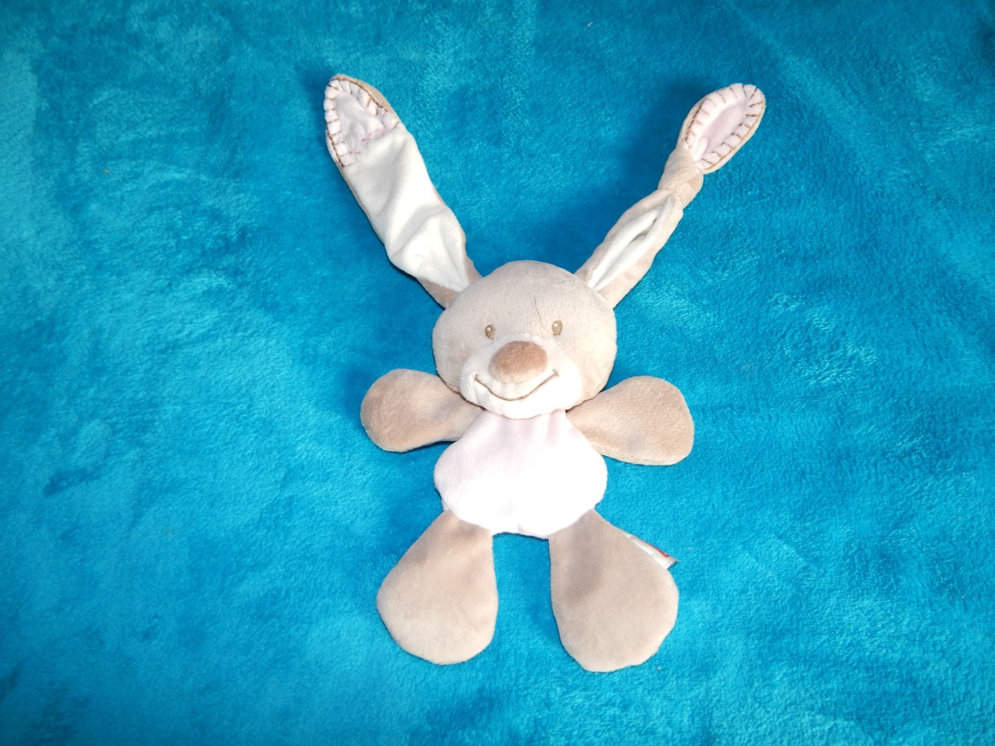 Doudou Semi Plat Lapin Rigolo Bunny Rabbit Nattou Marron Et Rose 23 Cm Les Oreilles 19 Rakuten