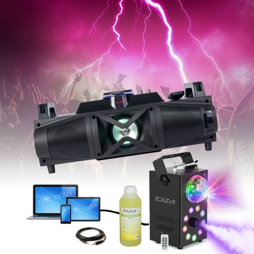 Pack PARTY-FALCON - Enceinte HIFI Bluetooth LED USB SD - Machine Fumée LED FOGGY-ASTRO Fête Soirée Dj Anniversaire Cadeau Bar