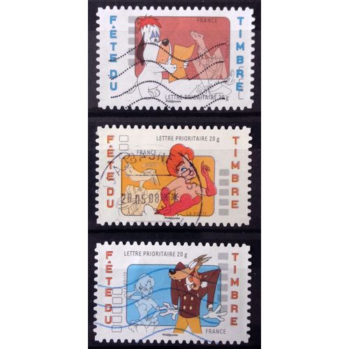 France - Timbres De 2008 Obl - Tex Avery Autoadhésifs - Droopy Et Le Loup ( N° 4149) + La Girl Et Le Loup ( N° 4150) + Le Loup Et La Girl ( N° 4151) - N12826