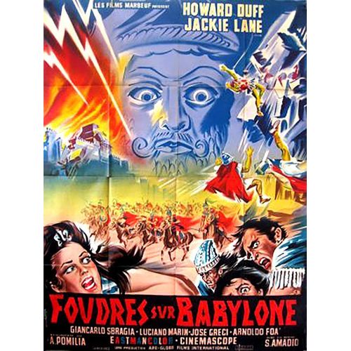 Foudres Sur Babylone (War Gods Of Babylon) - Véritable Affiche De Cinéma Pliée - Format 120x160 Cm - De Silvio Amadio Avec Howard Duff, Jocelyn Lane, Luciano Marin - Illustration Belinsky 1962 #