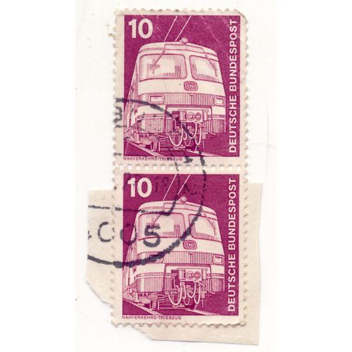 Timbre Allemagne, Bundespost : 2 Timbres Oblitérés, Nahverkehrs-Triebzug (Train De Banlieu), Valeur 10